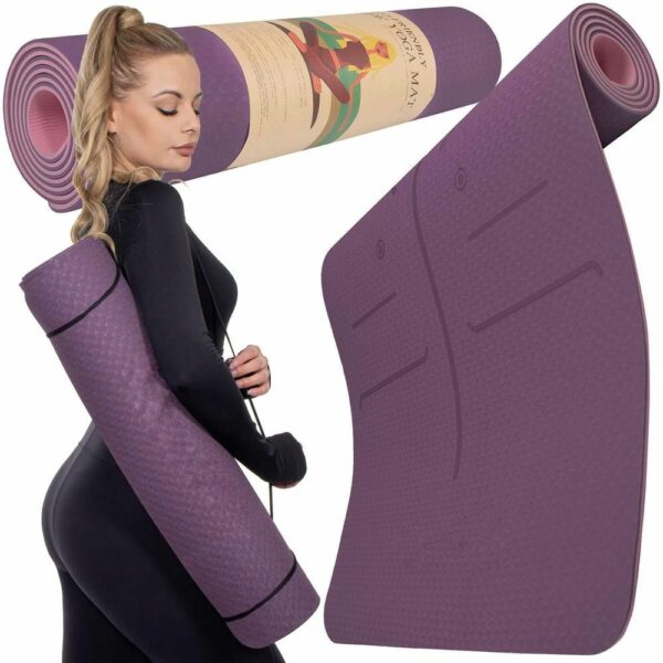 Saltea pentru antrenament, yoga, fitness, aerobic, pilates, exercitii la sol, 183x61cm, violet - Image 4