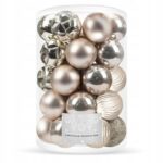 Karácsonyi gömb szett, 30 darab, 6 féle modell, 8 cm, arany