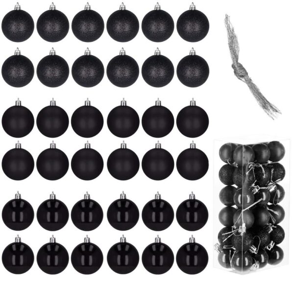 Set globuri de Craciun, 36 bucati, 3 modele, 3cm, negru - Image 2