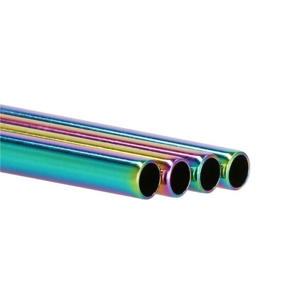 8 db tarka fém szívószál (holo) készlet, újrafelhasználható, tároló tokkal és tisztítókefével, 215x6 mm - Image 2