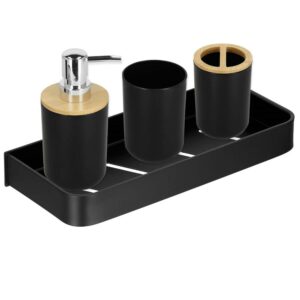 Raft de baie cu 2 sisteme instalare pe perete, aluminiu, 30x12x4cm, negru