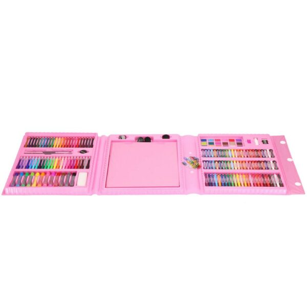 Set de pictura si desen pentru copii, 208 de piese, trusa plastic roz - Image 20