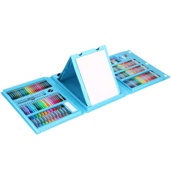 Set de pictura si desen pentru copii, 208 de piese, trusa plastic albastru - Image 21
