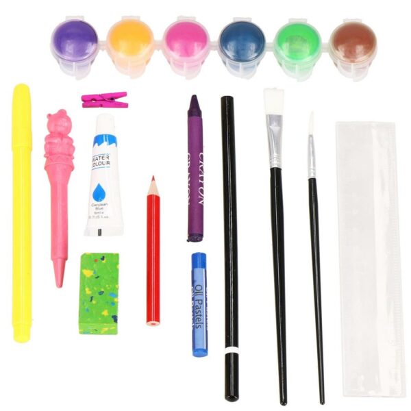 Set de pictura si desen pentru copii, 130 de piese, trusa lemn - Image 22