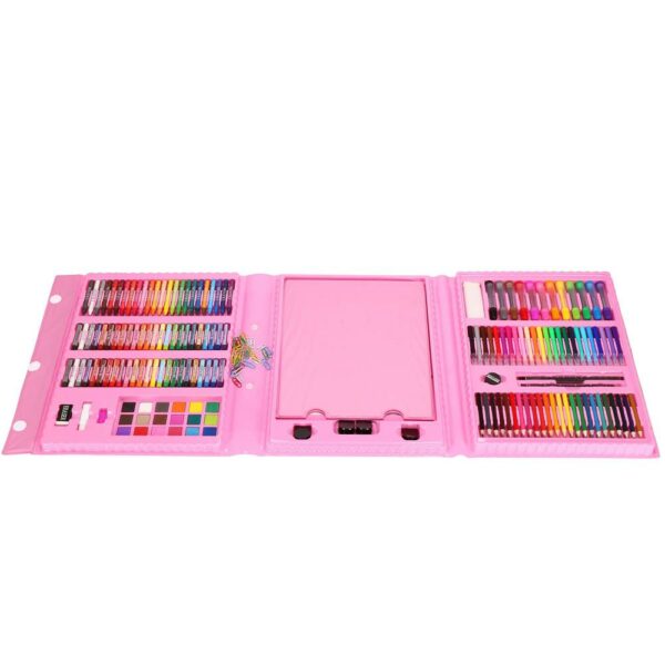 Set de pictura si desen pentru copii, 208 de piese, trusa plastic roz - Image 21