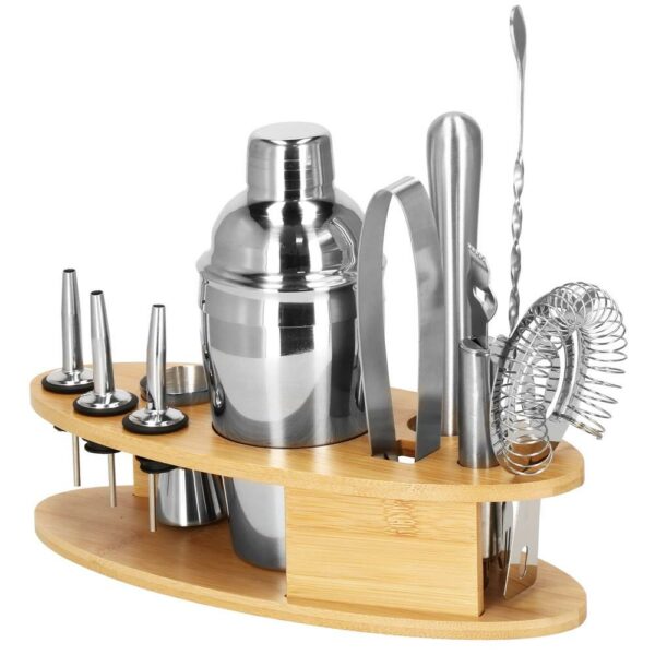 Cocktail Shaker készlet pultosoknak 550 ml, KI24, bambusz tartóval, 11 darab - Image 21