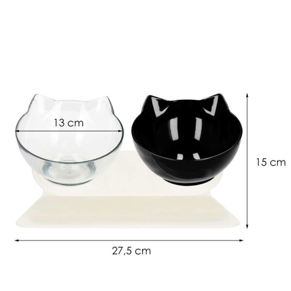 Bol ortopedic dublu pentru hrana si apa pisici, inclinare de 15 grade, baza antiderapanta, transparent si negru - Image 21
