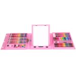 Set de pictura si desen pentru copii, 208 de piese, trusa plastic roz