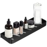 Fürdőszobapolc 2 falra szerelhető rendszerrel, alumínium, 40x12x4cm, fekete