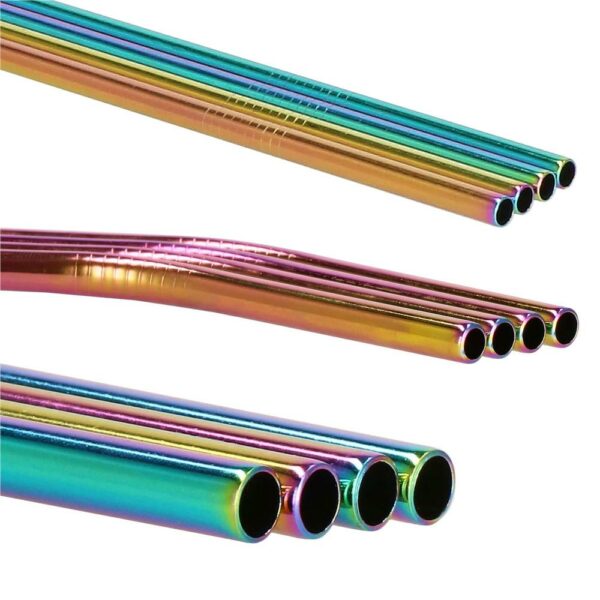 8 db tarka fém szívószál (holo) készlet, újrafelhasználható, tároló tokkal és tisztítókefével, 215x6 mm - Image 21