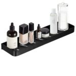 Fürdőszobapolc 2 falra szerelhető rendszerrel, alumínium, 50x12x4cm, fekete