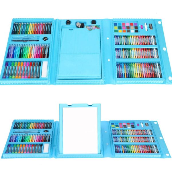 Set de pictura si desen pentru copii, 208 de piese, trusa plastic albastru - Image 23