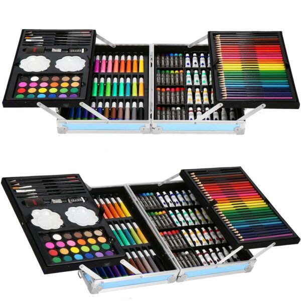Set de pictura si desen pentru copii, 145 de piese, trusa aluminiu albastra - Image 25