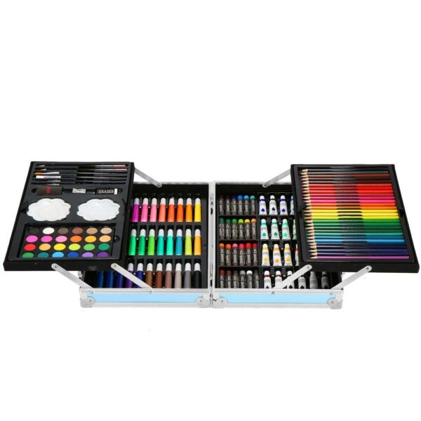 Set de pictura si desen pentru copii, 145 de piese, trusa aluminiu albastra - Image 26