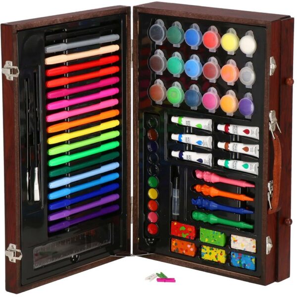 Set de pictura si desen pentru copii, 130 de piese, trusa lemn - Image 27