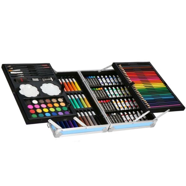 Set de pictura si desen pentru copii, 145 de piese, trusa aluminiu albastra - Image 27