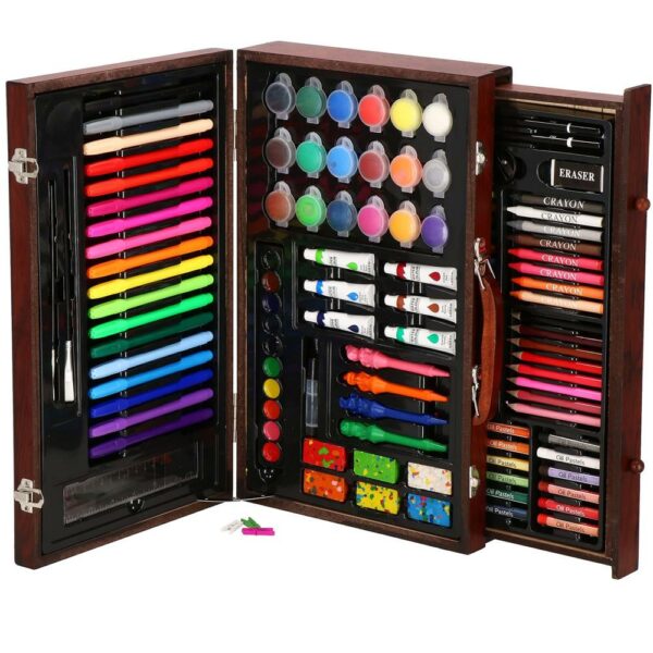 Set de pictura si desen pentru copii, 130 de piese, trusa lemn - Image 28