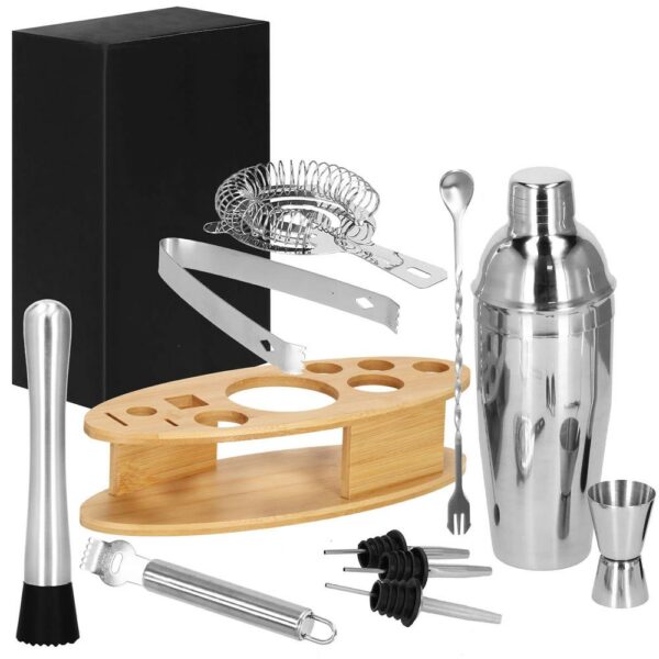 Cocktail Shaker készlet pultosoknak 550 ml, KI24, bambusz tartóval, 11 darab - Image 28