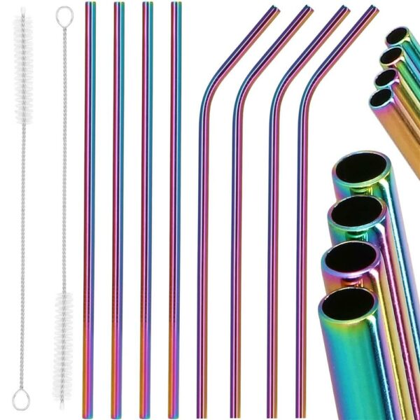 8 db tarka fém szívószál (holo) készlet, újrafelhasználható, tároló tokkal és tisztítókefével, 215x6 mm - Image 28