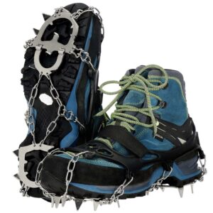 Crampoane de gheata cu 13 dinti pentru drumetii, din otel, set 2 bucati, marime L (41-45)