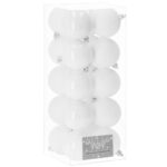 Karácsonyi gömb szett, 20 darab, 6 cm, gyöngyházfényű fehér