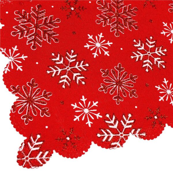 Fata de masa pentru decor, cu motive de Craciun, din stofa, 34x187cm, rosu - Image 2