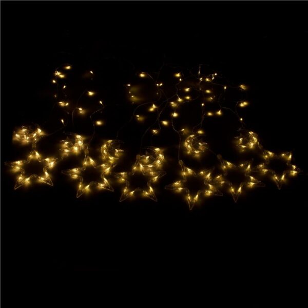 (DL) Karácsonyi ablakdísz 138 LED-del, 2m, beltéri/kültéri használatra, meleg fehér világító csillagok - Image 4