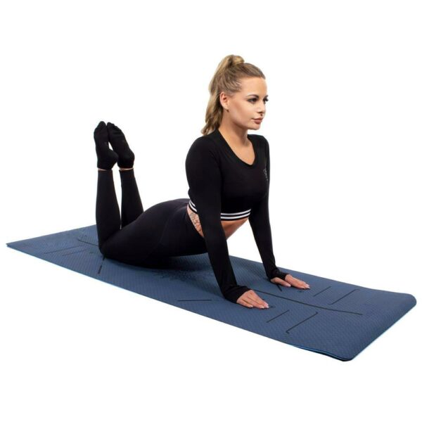 Saltea pentru antrenament, yoga, fitness, aerobic, pilates, exercitii la sol, 183x61cm, albastru - Image 5