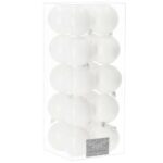 Karácsonyi gömbkészlet, 20 darab, 8 cm, matt fehér