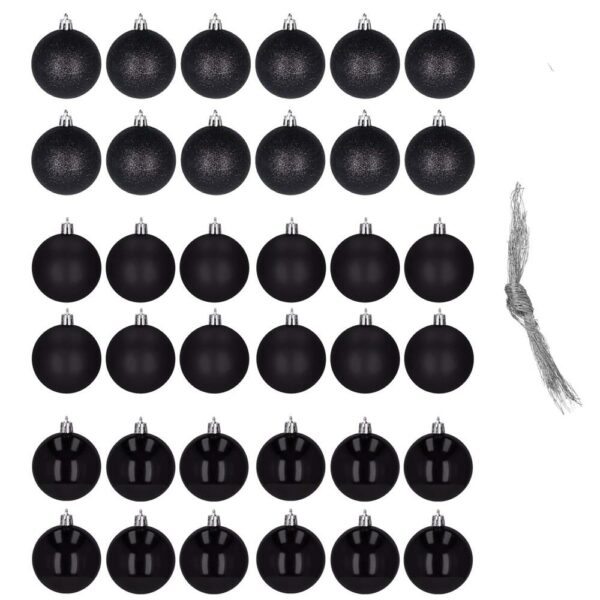 Set globuri de Craciun, 36 bucati, 3 modele, 3cm, negru - Image 3