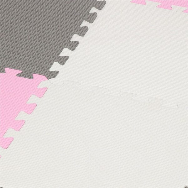 Covor din spuma pentru copii, tip puzzle forme, 26 piese, termoizolant, 118×90 cm, gri roz - Image 4