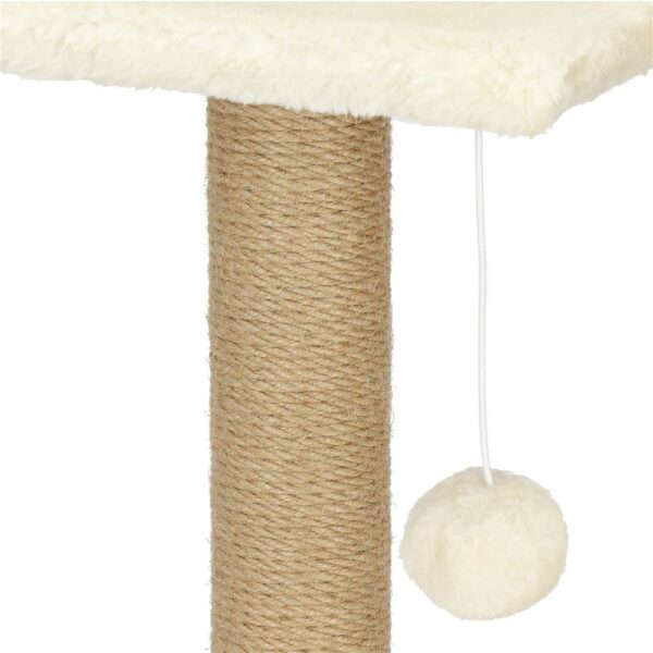 Ansamblu de joaca pentru pisici, cu loc pentru zgariat, minge, 65cm, crem - Image 4