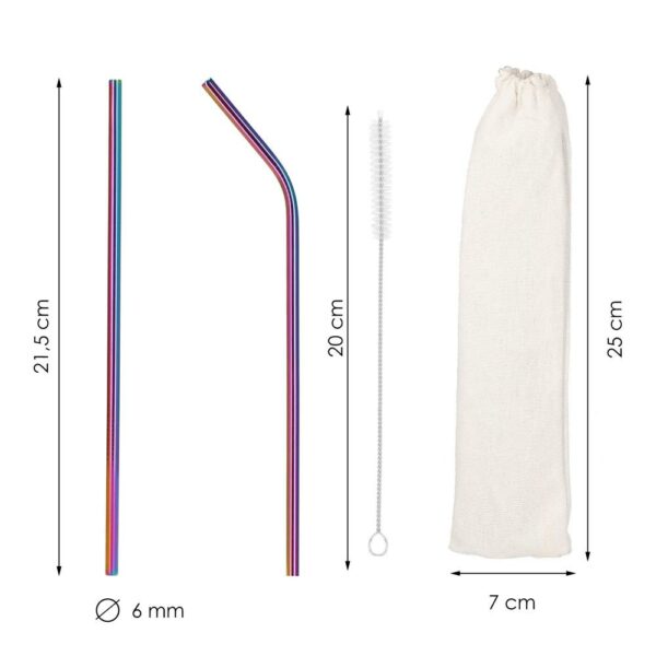 8 db tarka fém szívószál (holo) készlet, újrafelhasználható, tároló tokkal és tisztítókefével, 215x6 mm - Image 31
