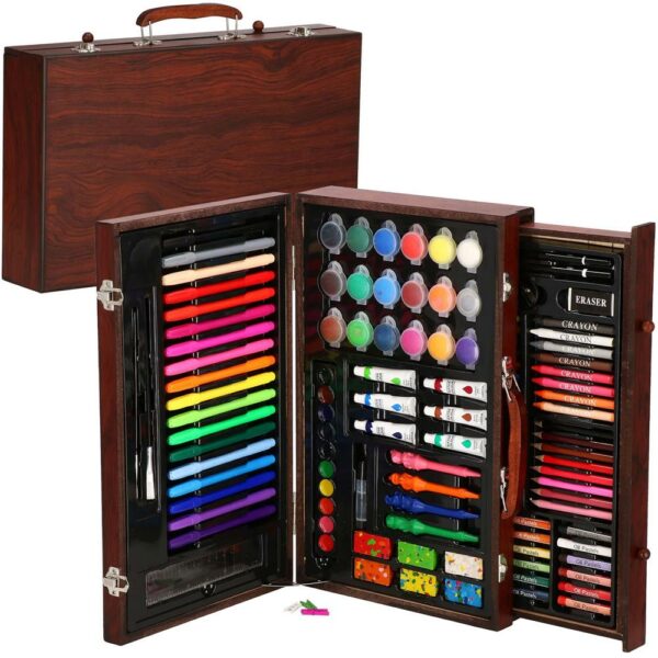 Set de pictura si desen pentru copii, 130 de piese, trusa lemn - Image 34