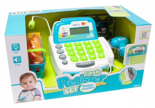 Casa de marcat pentru copii, cu lumini si sunete, include produse, cos de cumparaturi si bani - Image 5