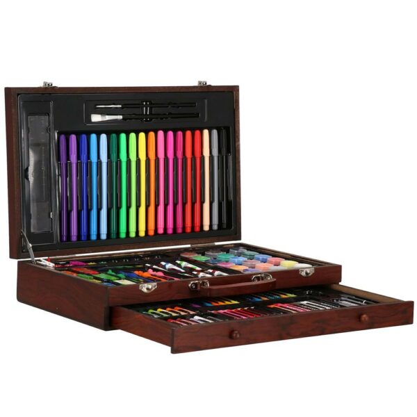 Set de pictura si desen pentru copii, 130 de piese, trusa lemn - Image 5