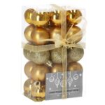 Karácsonyi gömb szett, 30 darab, 3 féle modell, 3 cm, arany