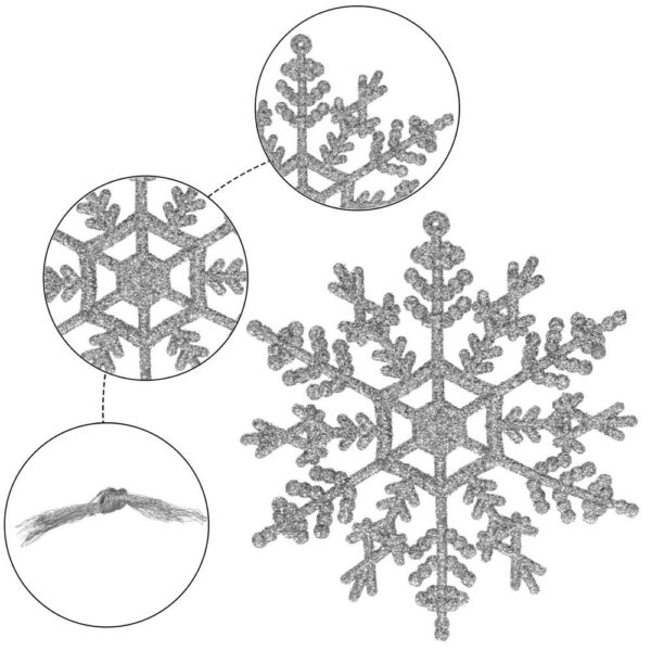 Hópehely karácsonyfadísz, 3 db-os készlet, 12cm, ezüst - Image 4