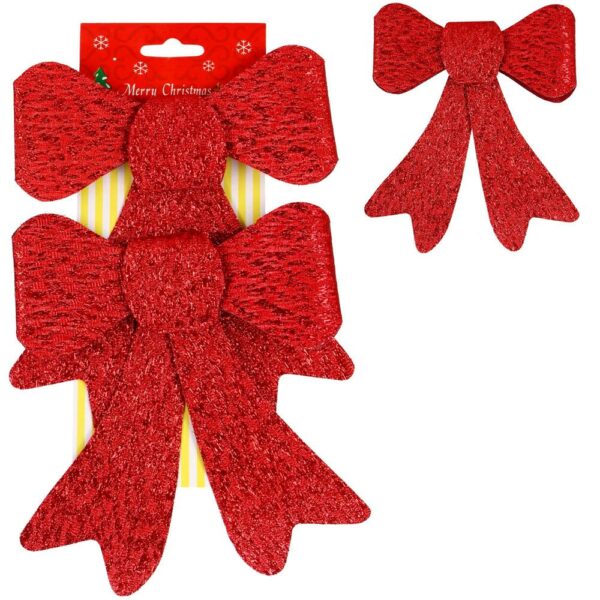 2 db-os karácsonyfa díszkészlet, masni, 18cm, piros - Image 5