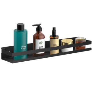 Raft de baie cu 2 sisteme instalare pe perete, aluminiu, 50x10x6cm, negru