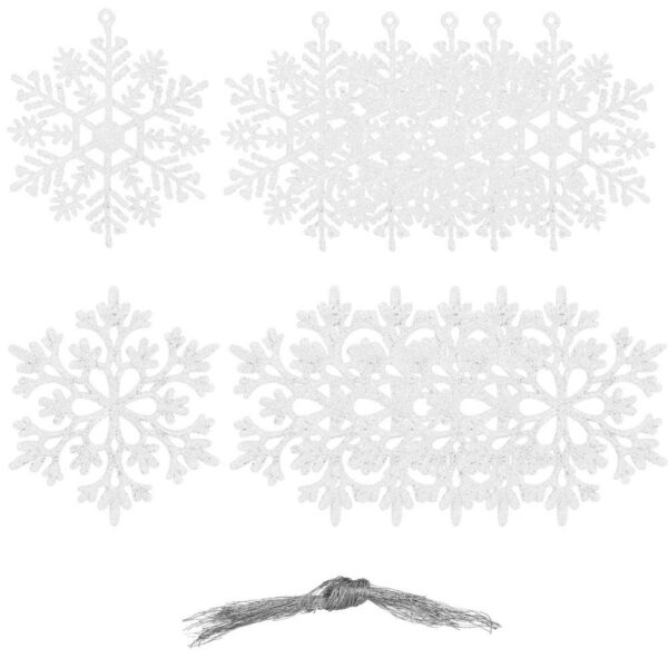 Decoratiune brad fulg de zapada, set 12 bucati, 9-10cm, alb - Image 5