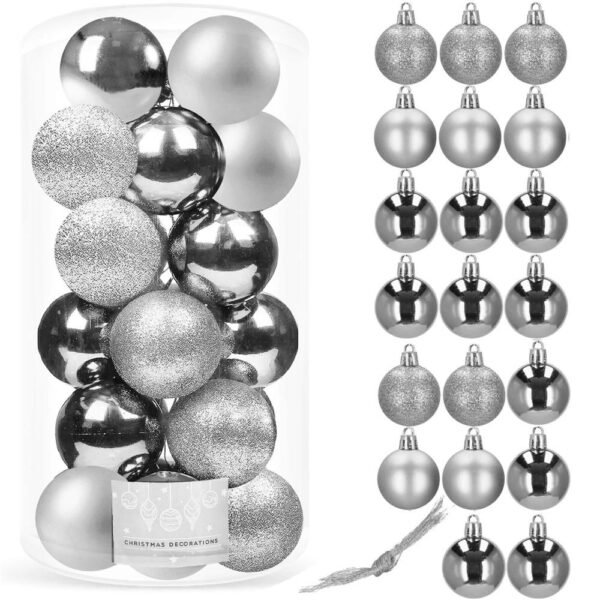Set globuri de Craciun, 20 bucati, 3 modele, 4cm, argintiu - Image 4
