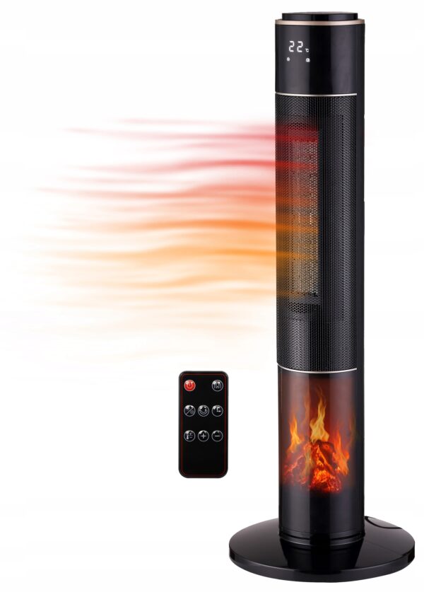 Semineu electric, 2000W, 2 trepte, cu termostat si telecomanda, timer, dispay LED - Image 4