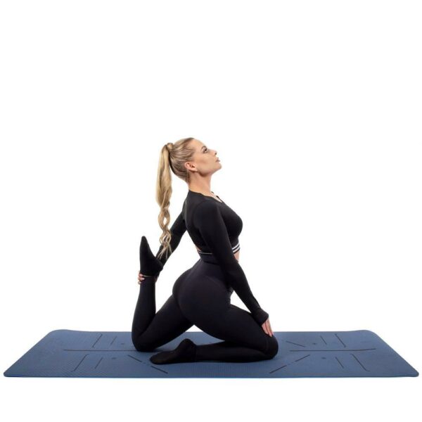 Saltea pentru antrenament, yoga, fitness, aerobic, pilates, exercitii la sol, 183x61cm, albastru - Image 6