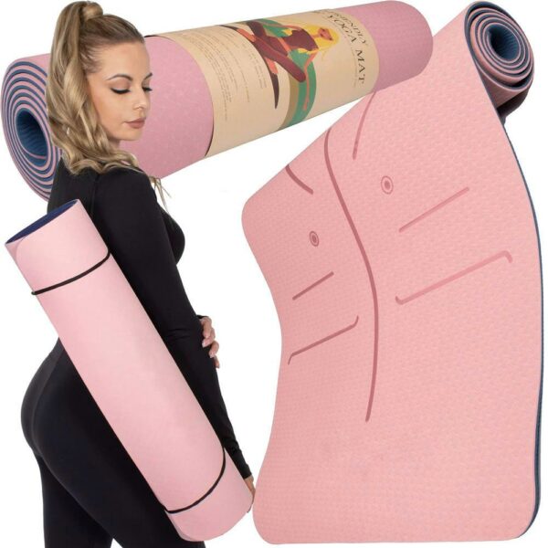 Saltea pentru antrenament, yoga, fitness, aerobic, pilates, exercitii la sol, 183x61cm, roz - Image 6
