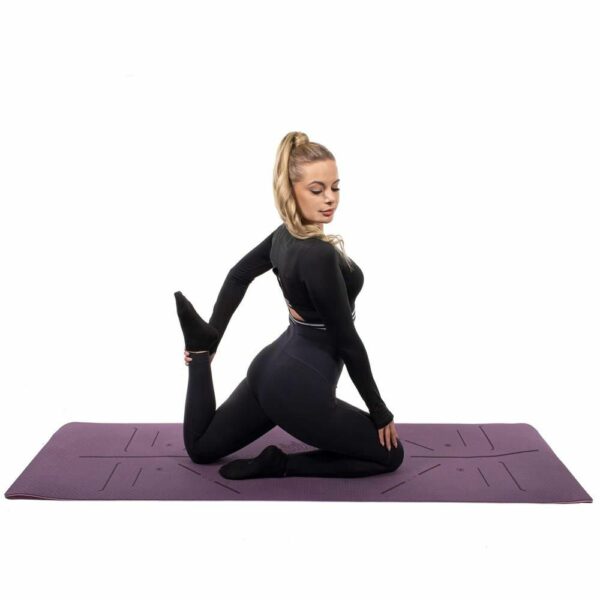Saltea pentru antrenament, yoga, fitness, aerobic, pilates, exercitii la sol, 183x61cm, violet - Image 7