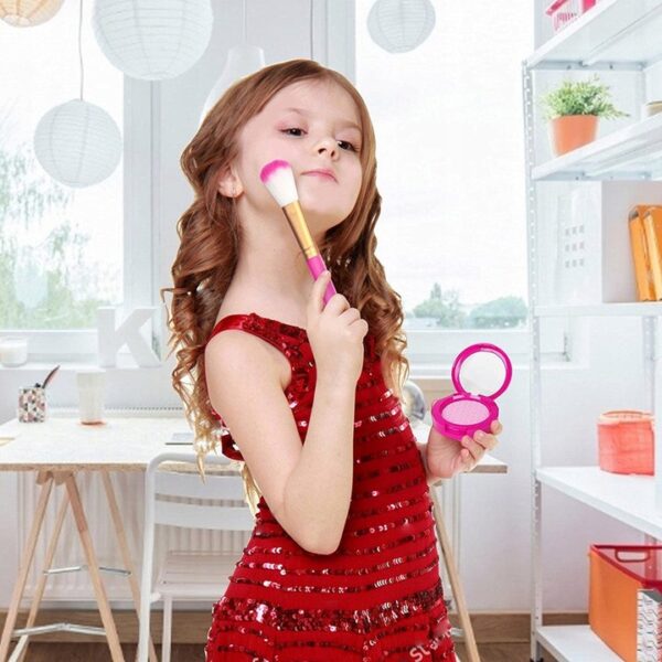 Trusa de machiaj pentru fetite, geanta cu 22 de accesorii cosmetice, fara lichide sau substante chimice, roz - Image 5