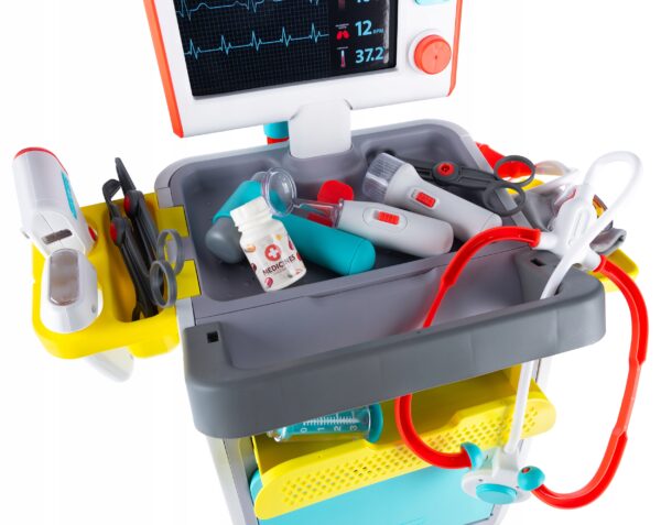 Set de joaca, carucior medical cu aparatura si instrumente, cu sunete si lumini - Image 5