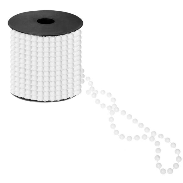 Gyöngyfüzér karácsonyfához, 10 méter, fehér
