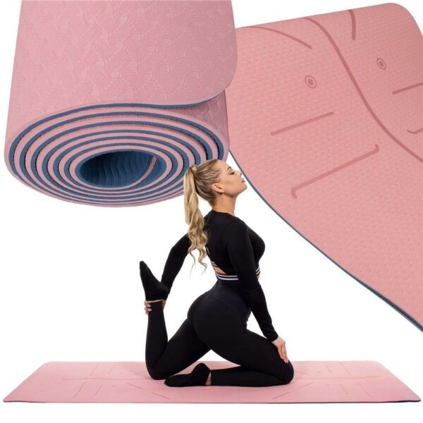 Saltea pentru antrenament, yoga, fitness, aerobic, pilates, exercitii la sol, 183x61cm, roz - Image 8